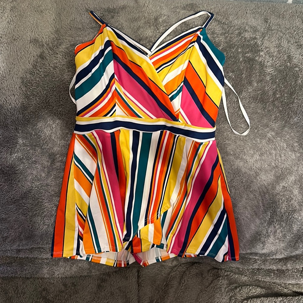 Multi colored shorts romper